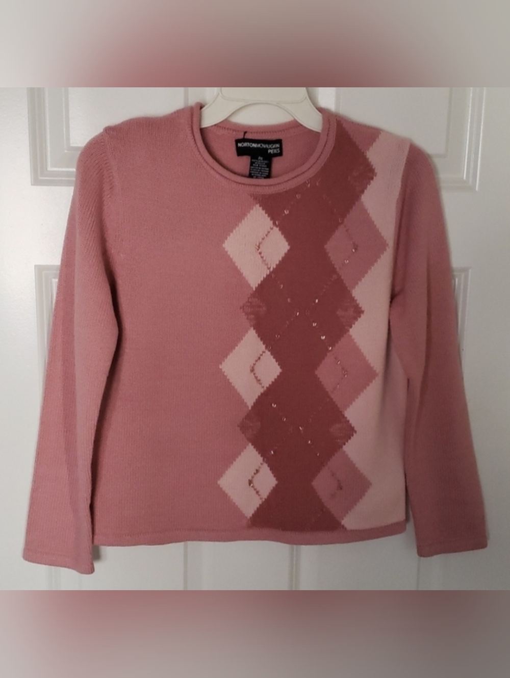 Straight Cut Argyle Designed Sweater In Pink
